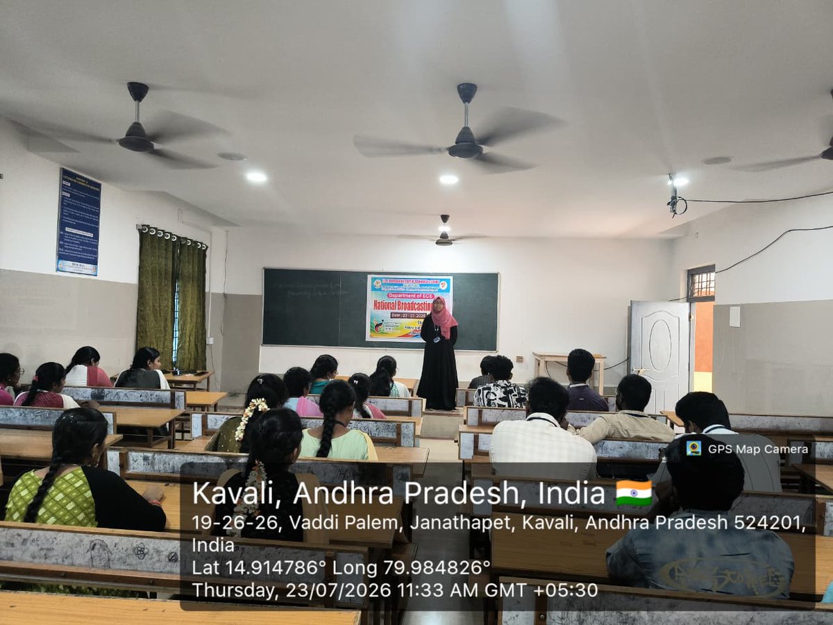 pbrvitsofficial's tweet photo. 🎤 Voices of Innovation @ #PBRVITS
The #ECE Dept. conducted an #Elocution Competition on 23 July 2026 for #NationalBroadcastingDay. 140 students participated, showcasing their communication skills while discussing the evolution of broadcasting in India.
#CommunicationSkills https://t.co/ck63C6LTWe