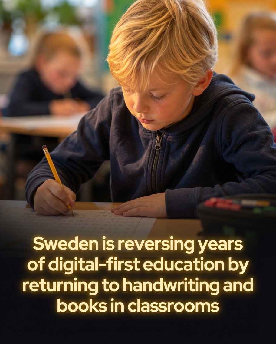 Rainmaker1973's tweet photo. Sweden is reintroducing printed books and handwriting into its classrooms. Once celebrated as a leader in digital education, the country is now directing significant resources toward traditional textbooks while limiting the use of tablets and screens, particularly for young students.

Swedish authorities attribute this policy shift to mounting evidence that excessive screen time may have harmed reading proficiency and basic skill development. The government has also announced plans to ban digital learning tools for children under six years old.

Scientific research on handwriting provides insight into the rationale. When children write by hand, they engage multiple brain areas responsible for motor control, visual processing, memory, focus, and language. Unlike typing, this process demands precise coordination of fine movements alongside letter recognition and word formation. Studies indicate that such multisensory engagement enhances letter knowledge, spelling, reading acquisition, and memory retention.

Printed books may similarly promote stronger comprehension. Research shows that people often retain information more effectively from physical pages than from digital displays. The tangible nature of paper offers spatial references that aid memory organization. In contrast, screen based reading, especially when interrupted by notifications or hyperlinks, can fragment attention and reduce deep focus.

This approach does not reject technology entirely. Computers and tablets continue to serve important roles in research, group projects, accessibility features, and interactive exercises. Education specialists emphasize the need for thoughtful integration, applying digital resources where they prove most effective while safeguarding core practices such as handwriting, printed materials, and direct teacher instruction.

Sweden's policy change mirrors growing international discussions about optimal screen time in schools. As educators worldwide evaluate the benefits and drawbacks of digital tools, many are reconsidering when traditional methods may better support fundamental learning.