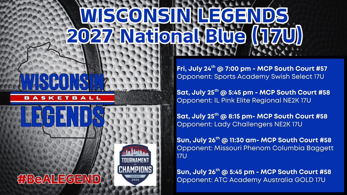 Calliepomrening's tweet photo. Here’s my schedule for Chicago this weekend!! Last tournament with this amazing team! https://t.co/s6YDfLH7sx