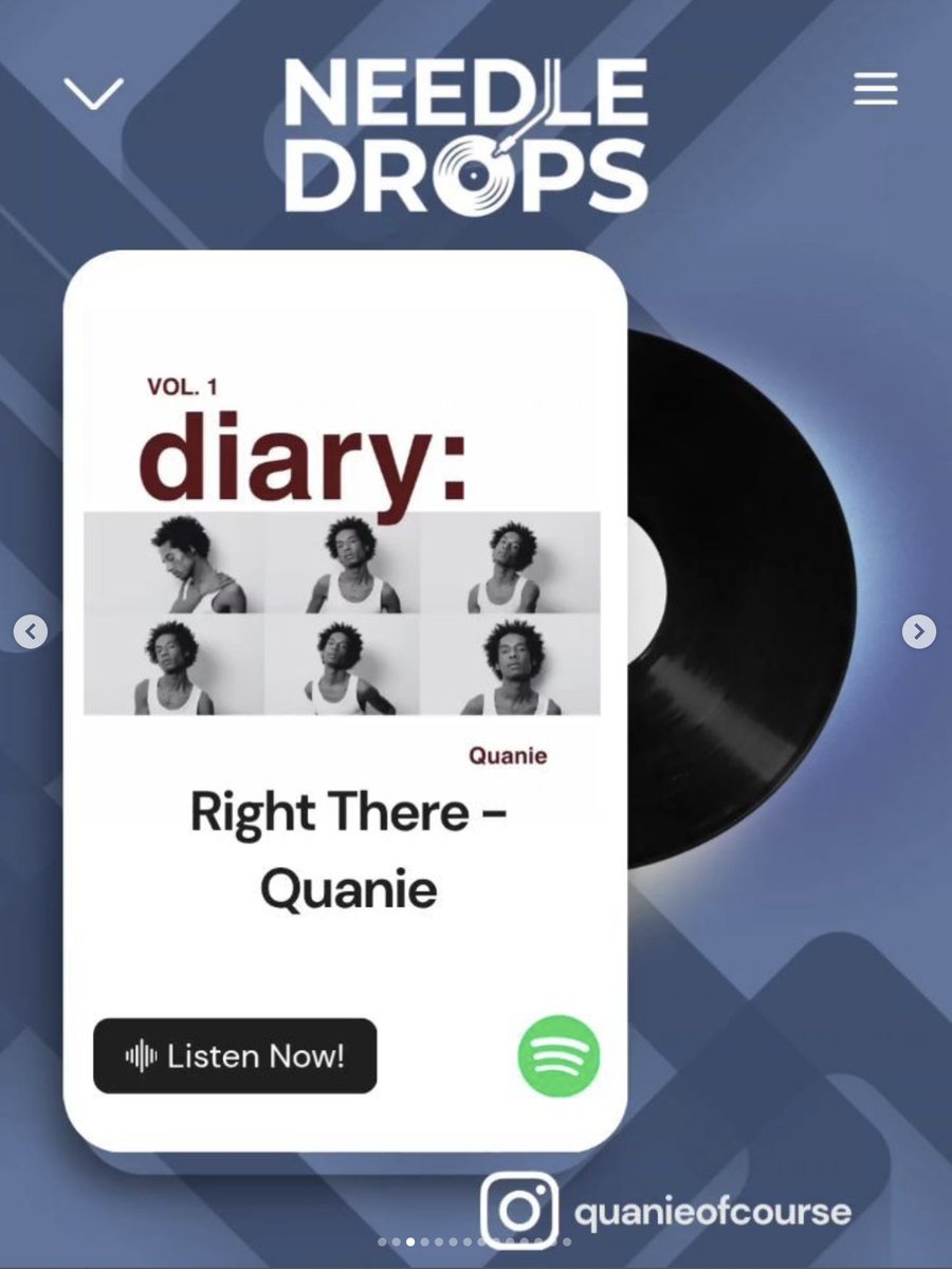 QuanieOfCourse's tweet photo. Huge shoutout to @Groovesnneedles for featuring 'Right There' in the latest Needle Drop lineup. https://t.co/cFL6ybN5HL
