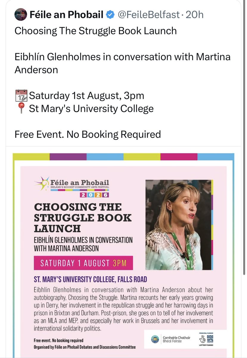 MiriamOCal's tweet photo. Tune in this coming Sunday with Miriam @RTERadio1 10am when I am interviewing @M_AndersonSF about her autobiography ‘Choosing the Struggle’ that’s just about to be published. It’s a fascinating read with a very personal opening chapter. https://t.co/fa03KluR80
