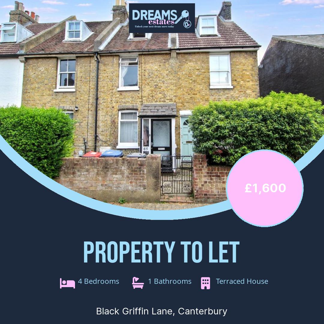 dreams_estates's tweet photo. Black Griffin Lane, Canterbury 

🛏 4 bed 

🛋 1 reception 

🚿 1 bath 

To Let 4 Bed Terraced House £1,600 pcm 

📲 Get in touch with our team today!. 

📞01227 467650 

📧 info@dreamsestateagency.co.uk https://t.co/D2MFFLz3Eu