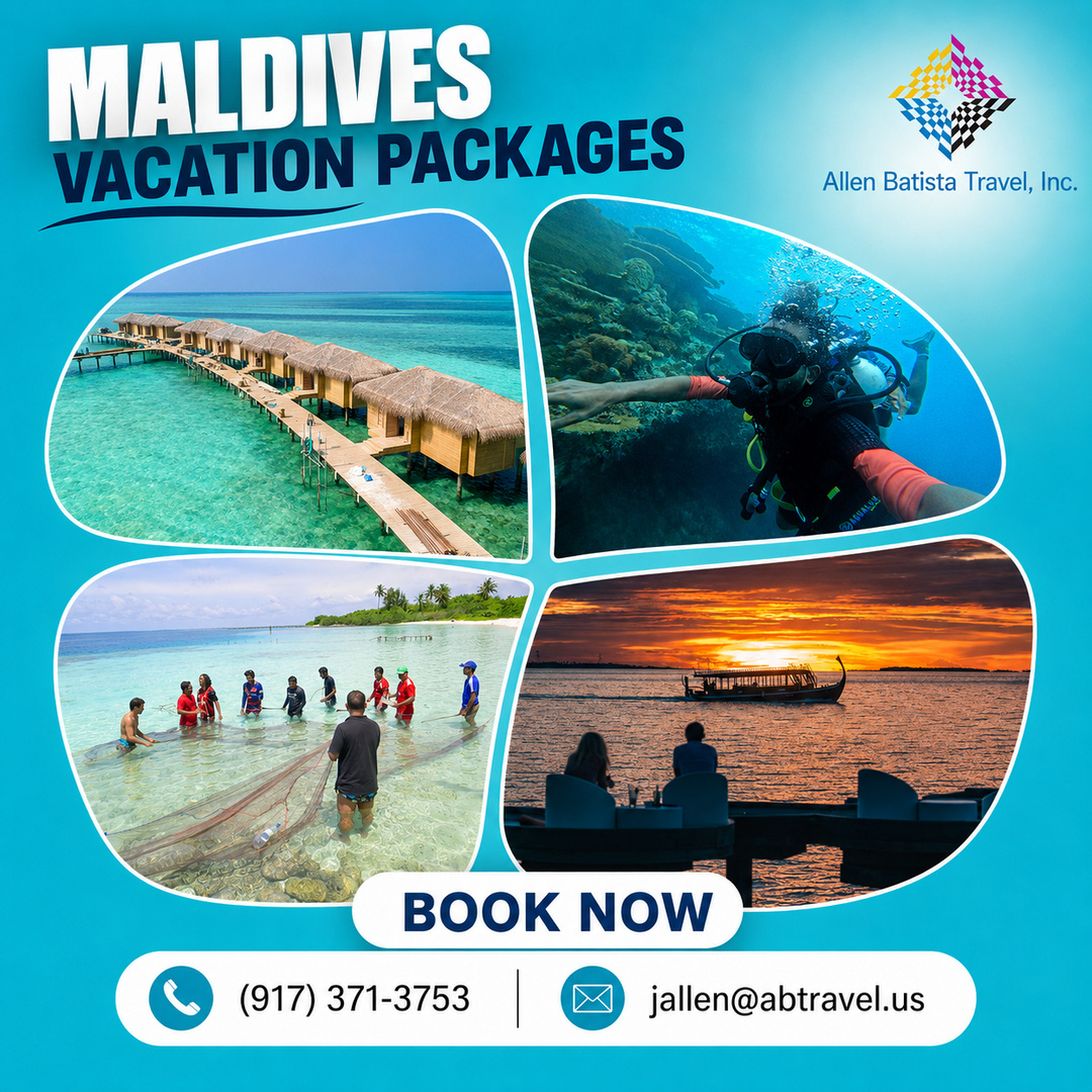 ABTravelUS's tweet photo. The Maldives isn't just a destination; it's the vacation you've been dreaming about! Contact Allen Batista Travel, Inc. to plan your Maldives escape!
https://t.co/Tz8XlBCNUp
#Maldives #IslandVacation #BeachParadise #TravelGoals #VacationMode #ABTravel https://t.co/VrJNMOb8jk