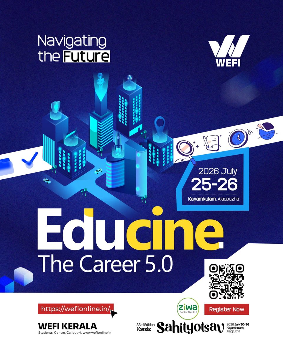 ssfsahithyotsav's tweet photo. Are you ready to Navigate the Future? 🌐✨

Educine
The Career 5.0
Career &amp; Higher Education Expo

🗓️ 2026 July 25 &amp; 26
📍 Kayamkulam, Alappuzha

🔗Register Today: https://t.co/lXWXyWnr0m

 © Wisdom Education Foundation of India https://t.co/nAJoKcVRJu