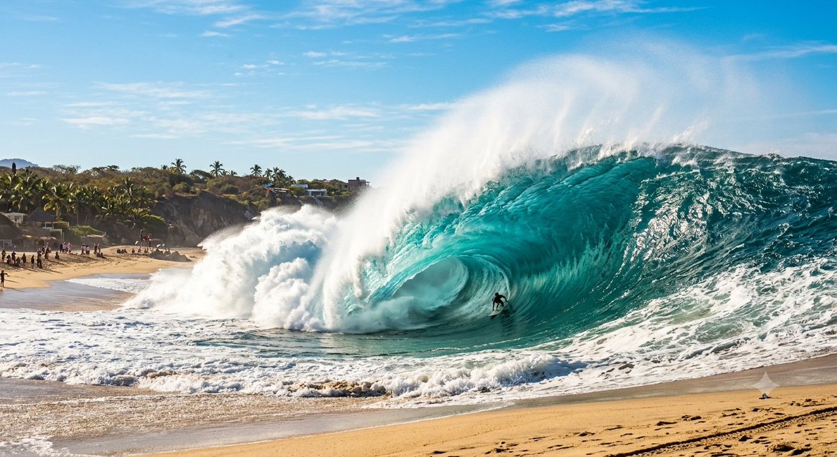 surfreportbr's tweet photo. Algumas ondas fazem até a areia parar para assistir.

Quando um tubo gigante quebra tão perto da praia, não existe outro lugar onde um surfista queira estar. Respeito, técnica e coragem em um único drop. 🌊🔥

#Surf #Surfing #Barrel #TubeRide #HeavyWaves #PerfectWave #Ocean #Wave #BigWaves #SurfLife #ShoreBreak #SurfPhotography #SurfReport #RideTheWave #Aloha