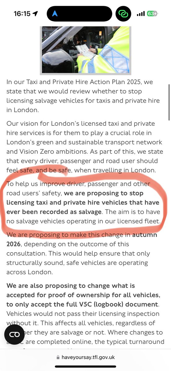 WildRover2000's tweet photo. TfL is proposing that any cab involved in an accident and classified as Category N or Category S would lose its vehicle licence, regardless of its age. @The_LCDC @UnitedCabbies @TheLTDA. All orgs should be aware of this. This is really concerning. https://t.co/zv6rBVDR2L