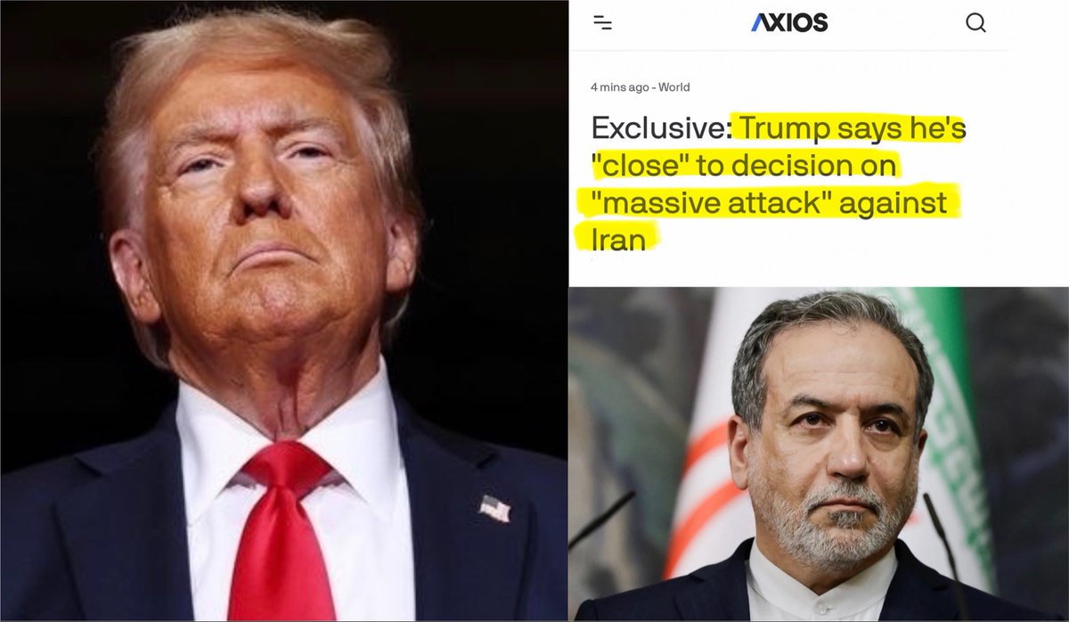 i_malos's tweet photo. BREAKING: PRESIDENT TRUMP IS CONSIDERING “MASSIVE ATTACK” ON IRAN. https://t.co/IIE6jah8D7