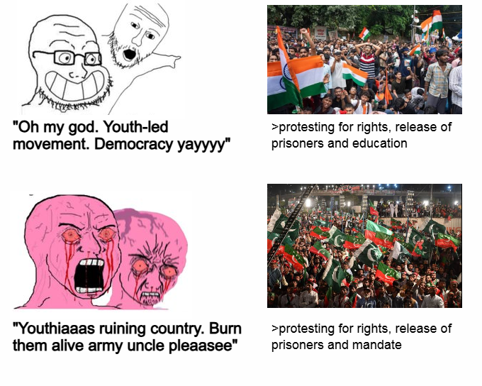 dfetsz's tweet photo. local regime apologists, who licked the boots of the foulest fascism devouring their own people, now posing as enlightened allies of indian protestors... the hypocrisy is staggering https://t.co/bbIb9DOYLi