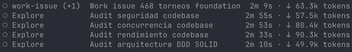 gabrielchiron's tweet photo. Vamos a ver como ha ido el día de hoy y qué tal se han comportado los agente de trabajo. Una auditoría simple de Opus 4.8 mientras trabaja en una issua al mismo tiempo. https://t.co/YQfAo6aaUp