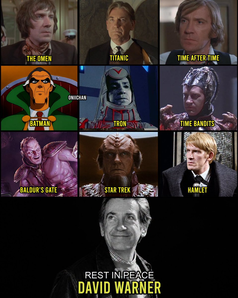 oniichanph's tweet photo. David Warner passed away 4 years ago today at 80 years old 🕊️

A legendary English actor whose commanding voice, imposing presence, and remarkable versatility brought unforgettable heroes, villains, and complex characters to life across film, television, theatre, animation, and video games, including:

• Spicer Lovejoy — Titanic
• Ed Dillinger / Sark / Master Control Program — TRON
• Ra’s al Ghul — Batman: The Animated Series / Superman: The Animated Series / Batman Beyond — voice
• Chancellor Gorkon / Gul Madred / St. John Talbot — Star Trek franchise
• Evil Genius — Time Bandits
• Keith Jennings — The Omen
• John Leslie Stevenson / Jack the Ripper — Time After Time
• Jon Irenicus — Baldur’s Gate II: Shadows of Amn — voice
• Hamlet — Hamlet — Royal Shakespeare Company
and many more.

From the sinister Spicer Lovejoy and the many faces of TRON’s digital empire to the sophisticated menace of Ra’s al Ghul, Warner possessed an unmistakable voice and screen presence. He could make even the most intimidating villains feel intelligent, layered, and unforgettable.

His career spanned more than six decades, crossing major franchises such as Batman, Star Trek, Doctor Who, and Planet of the Apes while also leaving a lasting legacy on the stage. His groundbreaking portrayal of Hamlet for the Royal Shakespeare Company became one of the defining performances of his early career.

David Warner passed away on July 24, 2022, at the age of 80. Four years later, his extraordinary performances and unmistakable voice continue to live on through the countless worlds and characters he helped bring to life.

Rest in peace, David Warner 🕯️