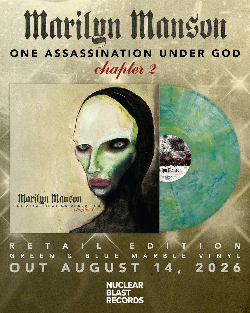 marilynmanson's tweet photo. One Assassination Under God - Chapter 2
Pre-order on Green and Blue Marble Vinyl
Album out August 14th

Pre-order the green and blue marble vinyl at
https://t.co/zmuuoNGxVV https://t.co/cjto2osnaV