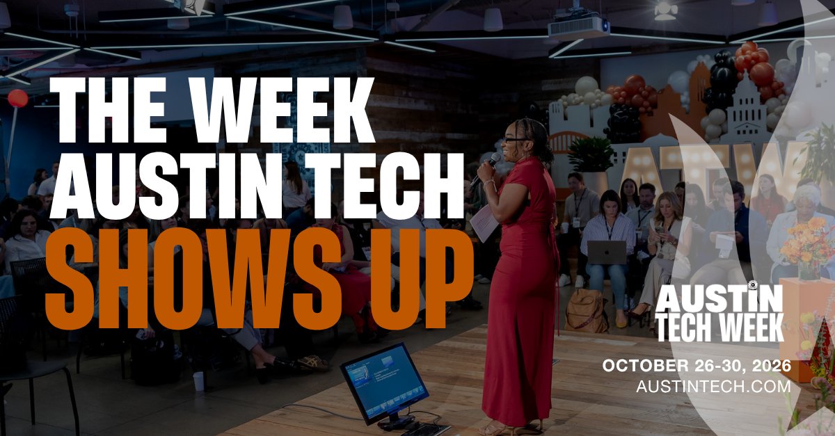 AustinTech's tweet photo. Austin's startup community shows up for one week. Will you? 🚀

Oct. 26–30, #ATW brings together thousands of founders, investors, operators, &amp; community builders for 5 days of ideas, connections, &amp; opportunities.

Be part of it at @STATION_Austin 🔗 https://t.co/LPNJdemZYs https://t.co/EQC7cHcGw7