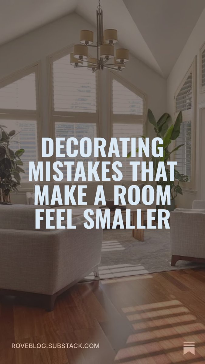 rovefinds's tweet photo. A room doesn't have to be small to feel cramped.

Sometimes it's the little decorating mistakes that make all the difference.

From choosing the wrong rug size to blocking natural light, here are 7 common mistakes—and how to avoid them.

Read more 👇

https://t.co/ptTBSTy6HC https://t.co/M1KoHs5Mmq