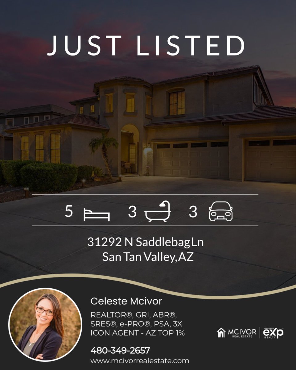 celmci's tweet photo. Listed by eXp Realty - The Mcivor Team
https://t.co/VglGgK3kPM

5 bed | 3 bath | 3 car
📍 31292 N Saddlebag Ln, San Tan Valley, AZ

My latest listing on RateMyAgent.

...
#ratemyagent #realestate #mcivorrealestate  #themcivorteam #sellingarizona #sellingSurprise https://t.co/XQOmNG86eO