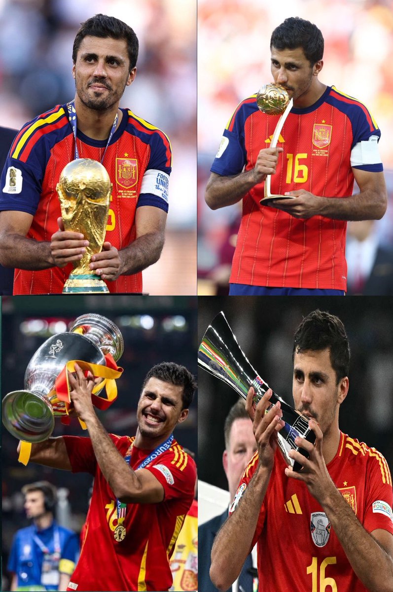 SeleccionRojita's tweet photo. Solo hay 2 jugadores en la historia que han sido elegidos MVP de una Eurocopa y de un Mundial. ���️

🇫🇷Zidane (EURO 2000/Mundial 2006)

🇪🇸Rodri (EURO 2024/Mundial 2026)

[@ThePopFoot] https://t.co/cHdGtCNObK