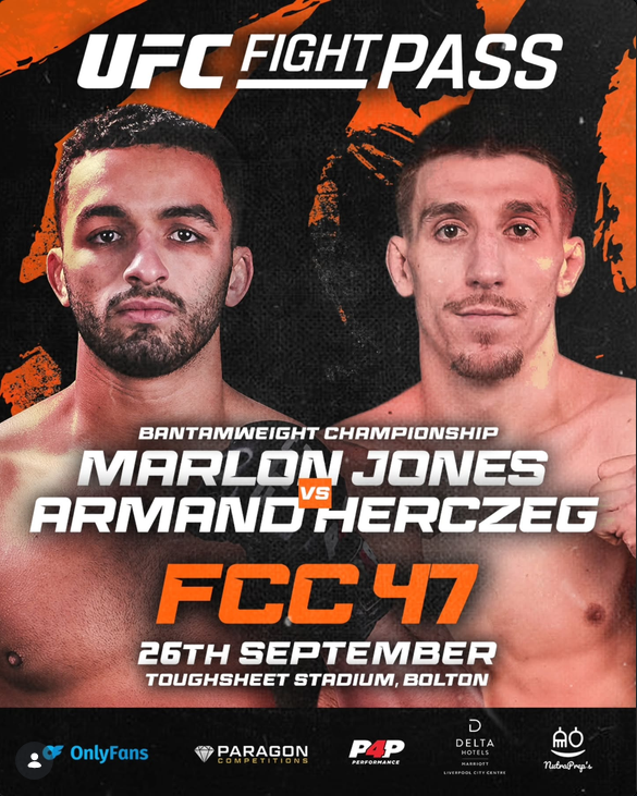 MMA__Matchmaker's tweet photo. #TUF34 Alum ๐ฌ๐งMarlon Jones is back with FCC ! He defends his BW strap at #FCC47 on September 26th against ๐ฎ๐ชArmand Herczeg (6-3).
#MMA https://t.co/Z2q7J9ggKX