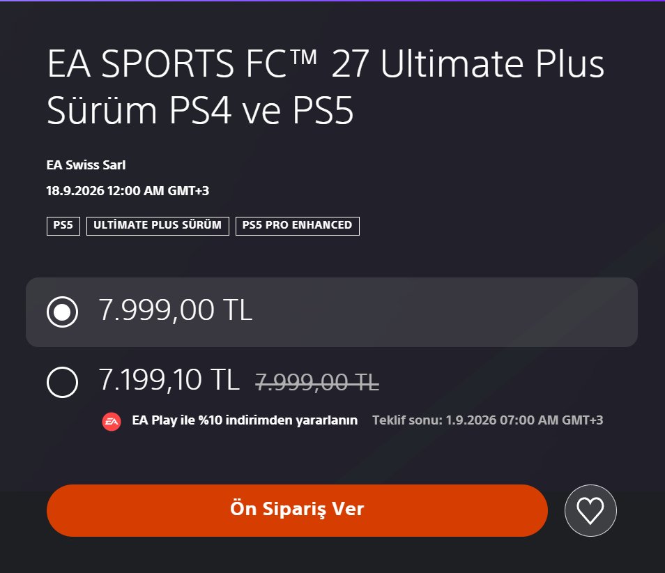 batubozkan's tweet photo. FC 27 Ultimate Plus 8000₺ miş yuh kanım dondu https://t.co/ycLE438Olf