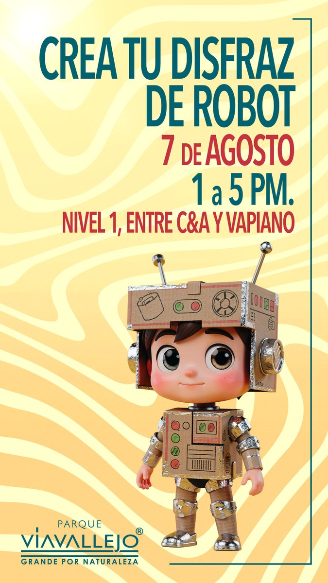 Via_Vallejo's tweet photo. ¡Taller ecológico en Nivel 1 (entre C&amp;A y Vapiano) de 13 a 17 h! Disfraz de robot el 7 de agosto, alcancías de reciclaje el 14, mano robótica el 21 y taller de lapiceras el 28 de agosto. ¡Te esperamos! 🌿

#diversion
#entretenimiento https://t.co/jvrUwD8Api