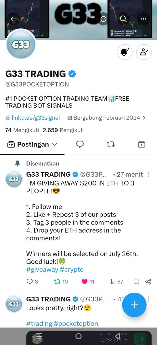 rabbitone111's tweet photo. @G33POCKETOPTION Done proof 
good lucky 🍀
@udingedek @hayrane @candera

0xBa2d137A1e62f2d3934d5B6ca2047460b102d457 https://t.co/x31wb4qbfD
