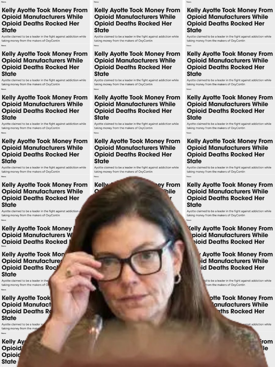 TeamCinde's tweet photo. In 2016, @KellyAyotte took thousands of dollars in campaign contributions from the Sackler family — the same week she testified in the U.S. Senate about the staggering number of overdose deaths in New Hampshire. 

READ MORE: https://t.co/xRNrUInTDE https://t.co/BzDJUoq6IA