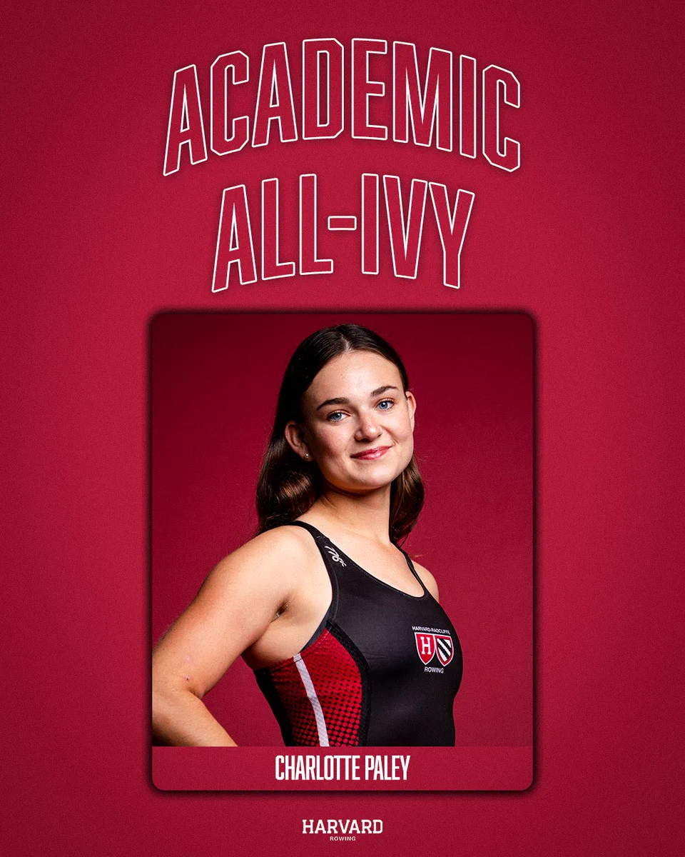 Graphic ft. posed shot of Charlotte Paley with text "Academic All-Ivy".