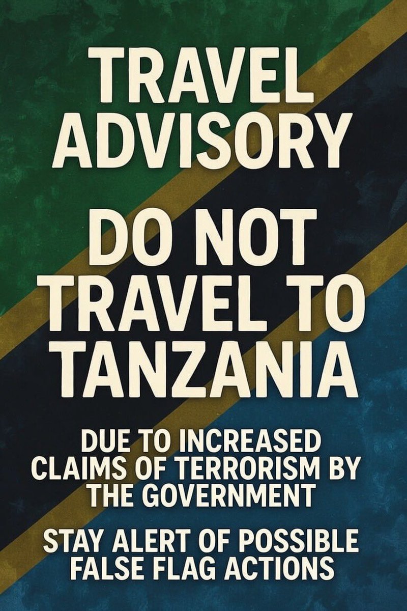 MariaSTsehai's tweet photo. #Tanzania is not safe ❌
Just today the illegitimate government charged 20-30 individuals including university students and lecturers with terrorism simply for calling for Samia Suluhu’s resignation and possibly organizing peaceful protests
This is lawfare but the government is clearly desperate enough to organize false flag incident(s) and may even target tourists! There are no guarantees! Skip #Tanzania for now - you will thank me later!
#TanzaniaIsNotSafe #TanzaniaMassacre