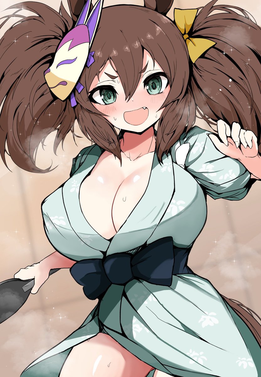 InariWans's tweet photo. Winning the hot spring ticket always is a treat!

...but they don't seem to have the appropriate robes for Inari One's height-and-chest combination...

She's making it work, but it's only a matter of time until something scandalous will happen-! https://t.co/WZhAl47b5c