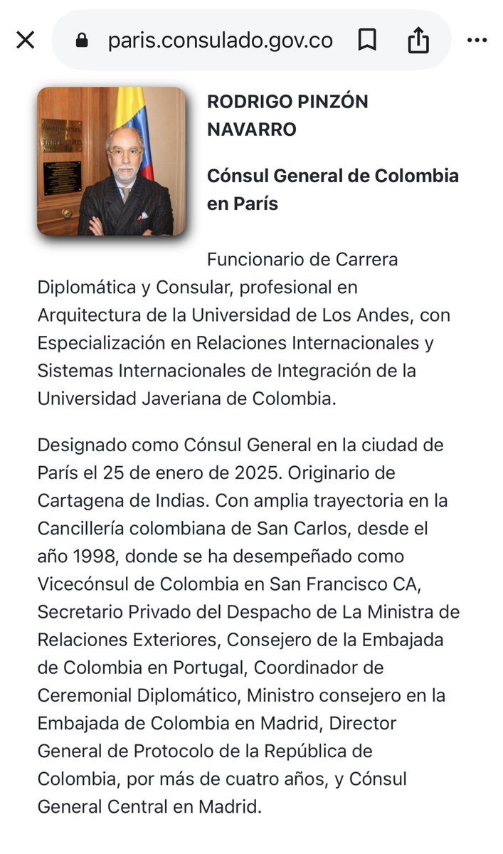 Melquisedec70's tweet photo. Atentos al caso.
¿Es ético o legal que un alto funcionario del actual gobierno sea parte del equipo de empalme a nombre del nuevo gobierno? ¿No hay conflicto de interés? 

¿Es ético o legal que ese funcionario tenga acceso en el empalme a toda la información de la entidad a la que pertenece, y seguirá perteneciendo en otro cargo, mientras afronta investigaciones judiciales por presunta corrupción?

Se llama Rodrigo Pinzón Navarro, es el actual Cónsul General de Colombia en París y hace parte del equipo de empalme de @ABDELAESPRIELLA 
Pidió vacaciones pero sigue siendo servidor público en el gobierno actual.

Fue el jefe de protocolo en el gobierno de Santos, con la canciller María Ángela Holguín y estuvo también como Cónsul General en Madrid, de donde se derivan las investigaciones en su contra. 
Está en la @CancilleriaCol desde hace 20 años.