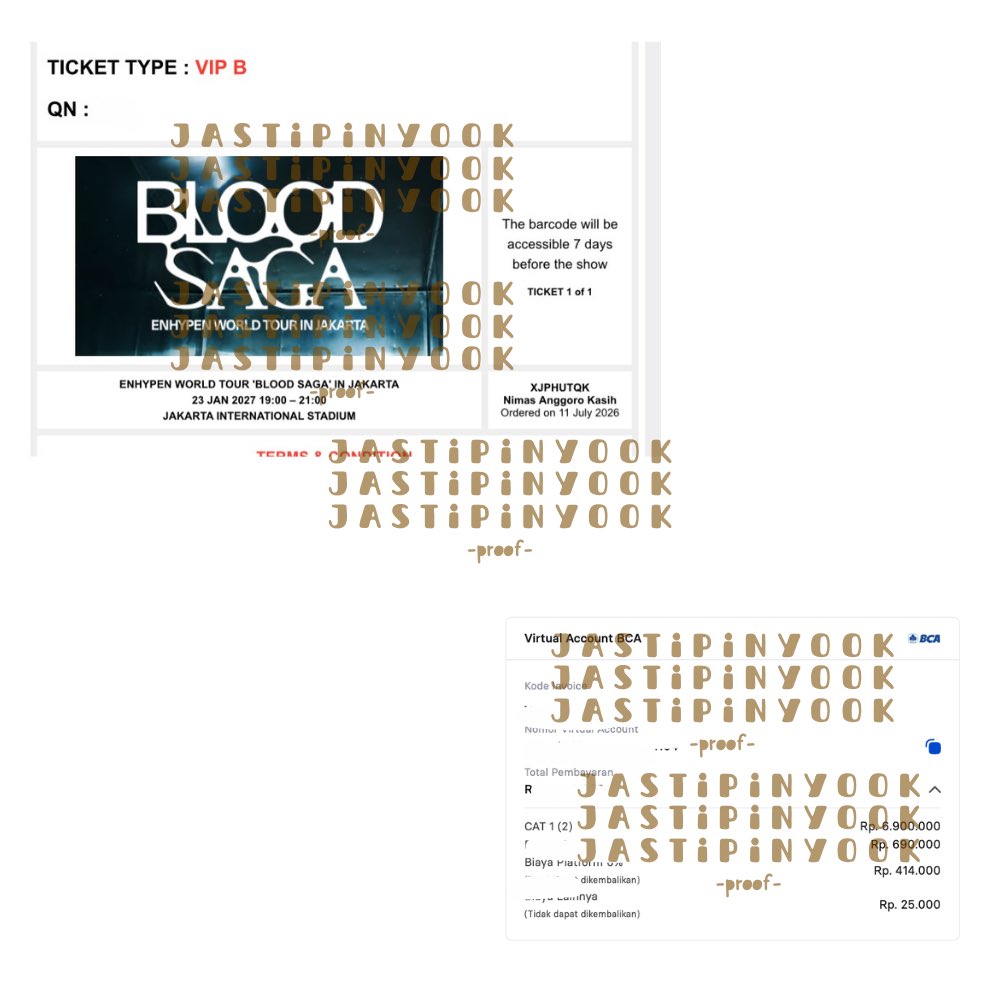 jastipinyook's tweet photo. -proof jaswar tiket-

ENHYPEN BLOOD SAGA in JAKARTA 

total secure 3 tix 🌟

presale - loket
1 tix VIP

gensale - loket
2 tix CAT 1

#jastipinyook
#proofsjastipinyook
#enhypen https://t.co/ezVTdwpBnb