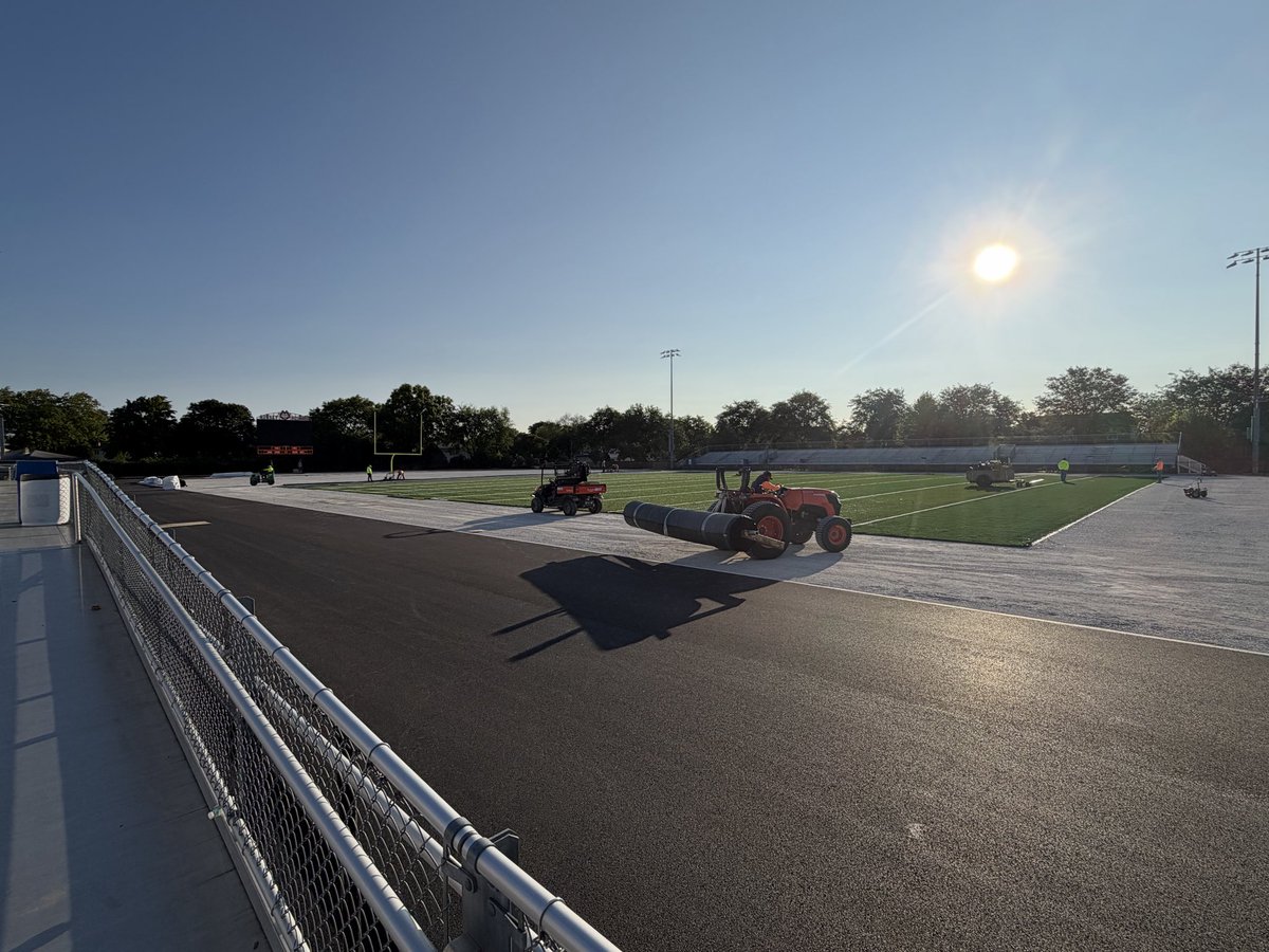 JHHS_Athletics's tweet photo. Stadium Update!
Track is poured, scoreboard is in and the turf is going down! Let’s GOOO!🤎🧡
#RunasOne https://t.co/cptfux2x8m