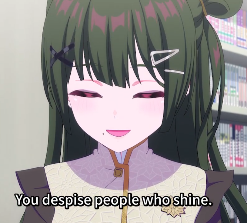 bluish_elena's tweet photo. We're getting hints about Viola's character here.

It's supposed to be lines from Miyako's manga, but they also point out some of Viola's traits.

"You despise people who shine." 

"No matter how hard I try, I'll never have that shining radiance."

"It's frustrating."

(1/9) https://t.co/YVrir2E9ax