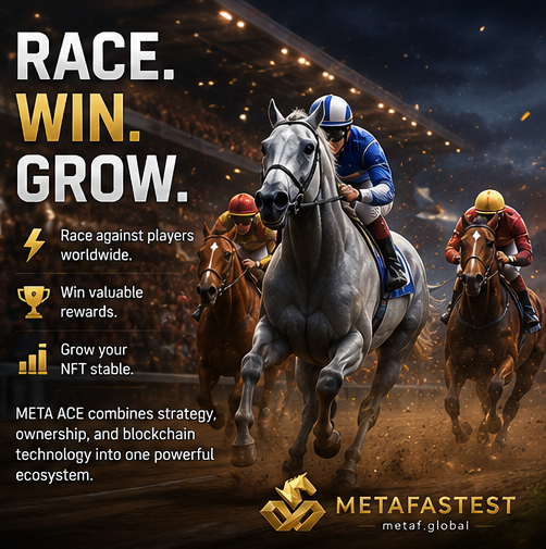 Metafatest's tweet photo. Race. Win. Grow.

⚡ Race against players worldwide.
🏆 Win valuable rewards.
📈 Grow your NFT stable.
META ACE combines strategy, ownership, and blockchain technology into one powerful ecosystem.
🌐 https://t.co/kYvYkmmKLa https://t.co/rOXRfxeqdg