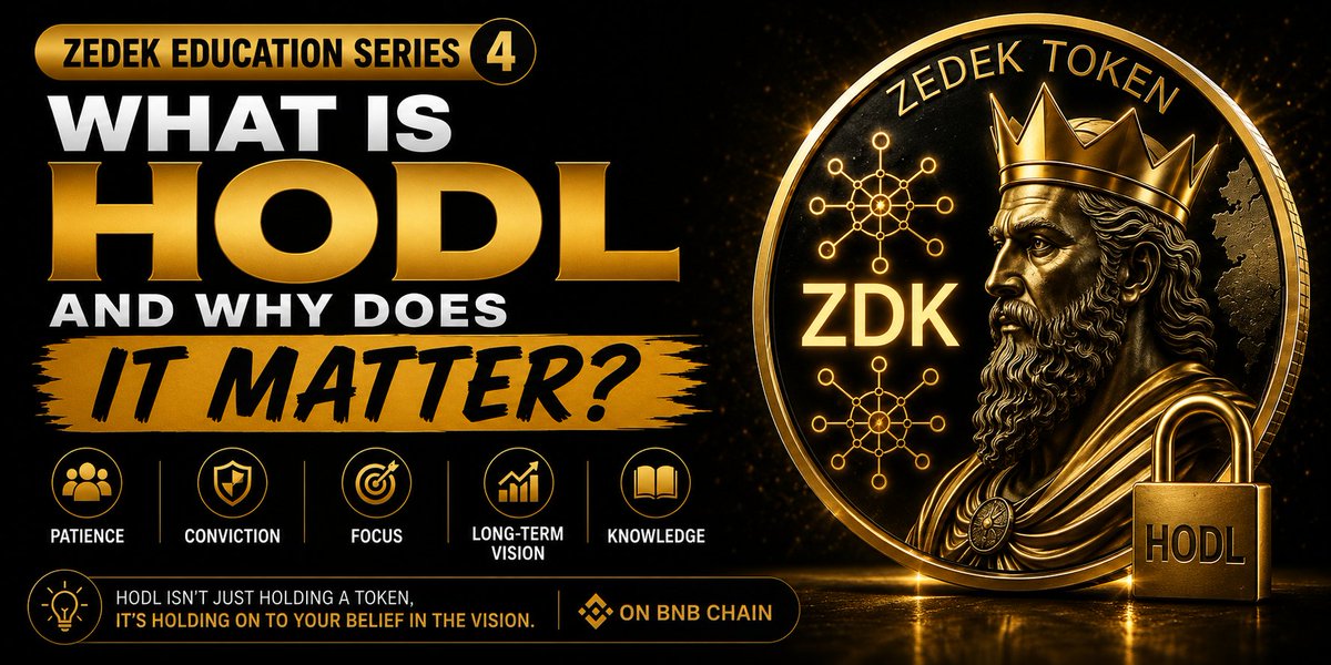 web3_mandate's tweet photo. ZEDEK EDUCATION SERIES — EPISODE 4

What Is HODL and Why Does It Matter? 💎

If you've spent time in crypto, you've probably heard the word HODL.

Originally a misspelling of "hold," HODL has become a term that means holding your tokens through market ups and down. https://t.co/zBrINpgWlp