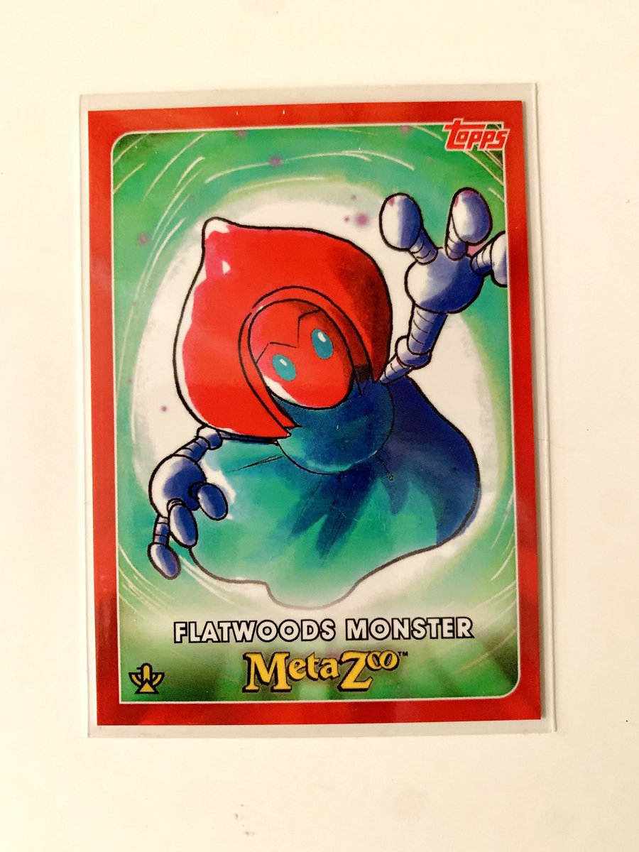 MHuntington7's tweet photo. This Topps MetaZoo “Flatwoods Monster” card (2021) has joined the library collection! 👁️🛸 #UFOs #UFOLibrary 📚🃏 #UFOArt https://t.co/NaCObGV9Xw