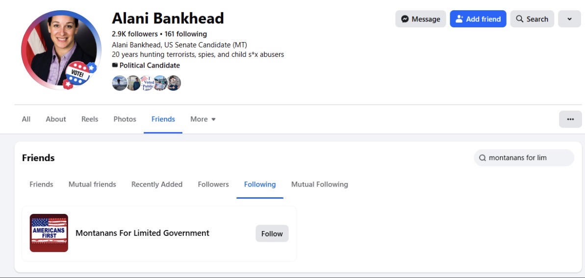 AlaniOTR's tweet photo. New post: Alani promotes the fringe-conservative organization: Montanans for Limited Government https://t.co/zi82XlKgCp #mtpol #mtsen @MTDems https://t.co/UNbTziAKCF