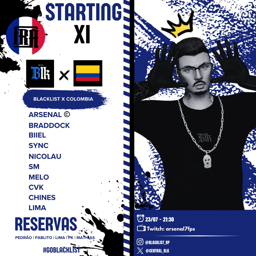 central_blk's tweet photo. 🔥É HOJE🔥

Blacklist e França vs Colômbia e Alemanha | Norte x Sul | Valendo o maquinário do K9 | Em busca dos 2x0 Norte na MD3 🫡

21h30 💙🖤
Twitch: arsenal7fps
@complexogg https://t.co/IqrNyvZ4QU