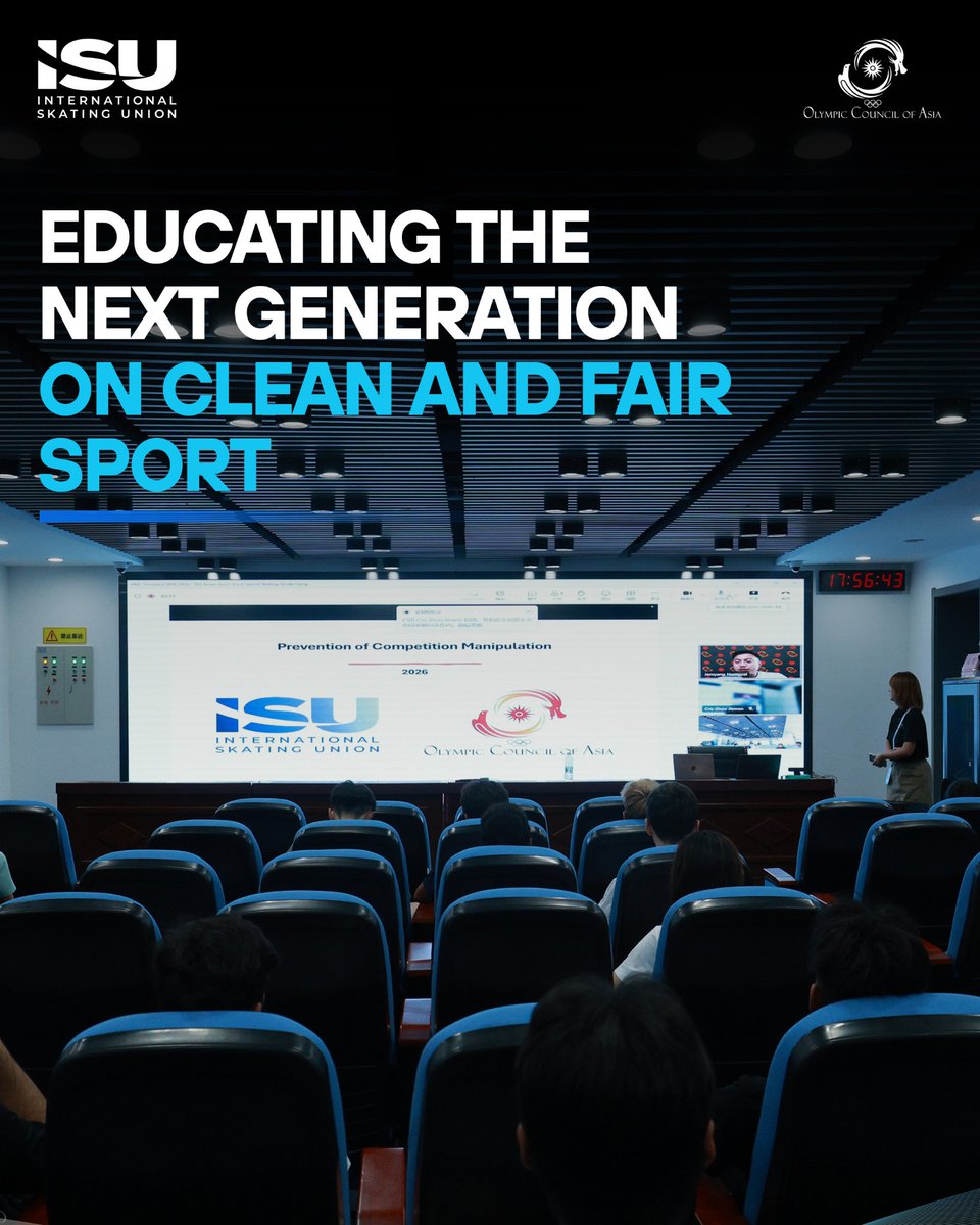 AsianGamesOCA's tweet photo. Education is the first step towards protecting the integrity of sport.

The Guarding the Asian Games Education Programme took centre stage at the OCA-ISU Asian Youth Camp, with dedicated sessions on the Prevention of Competition Manipulation and Clean Sport. https://t.co/7a08qgpVQz