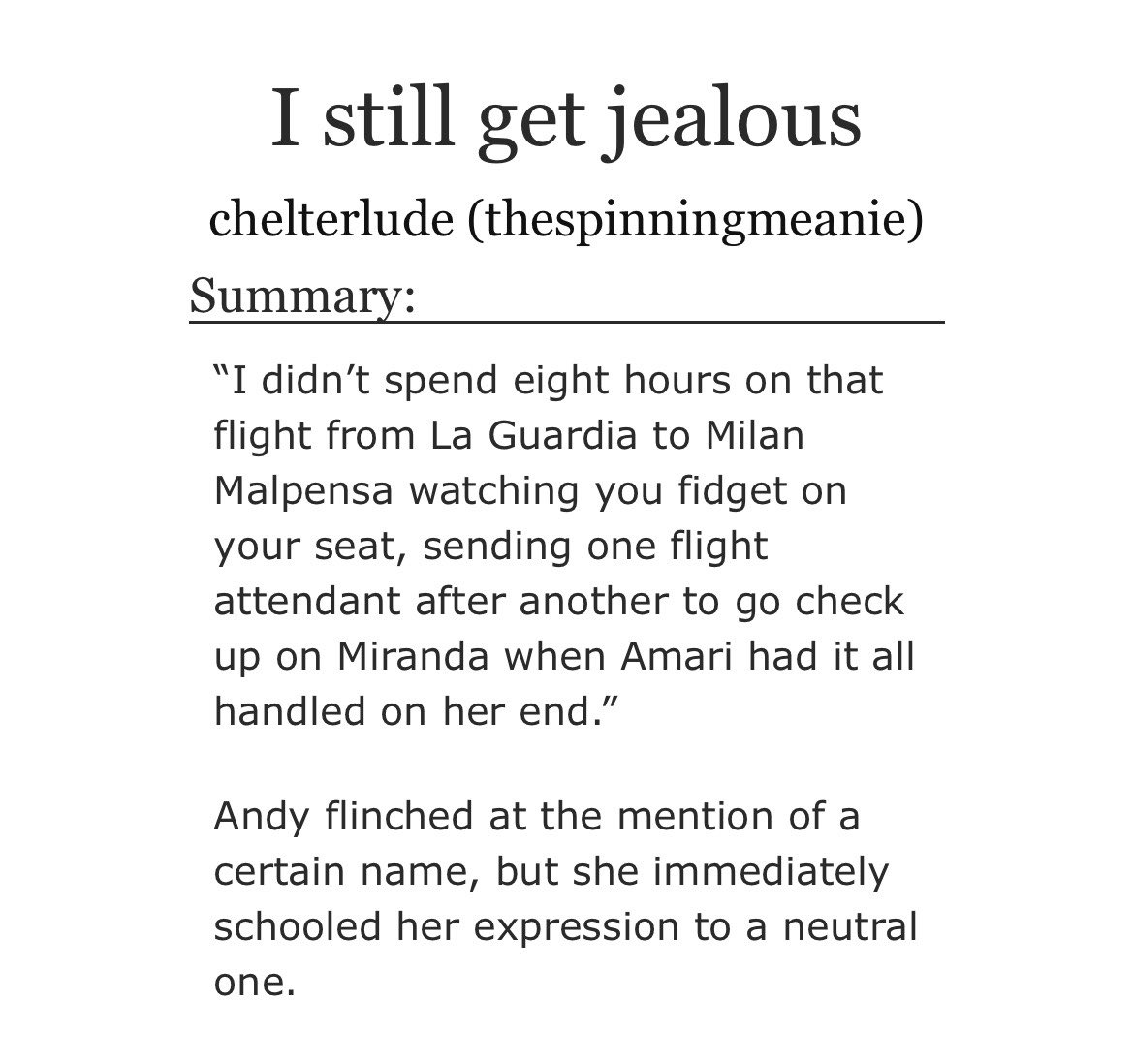 chelterlude's tweet photo. Anyone craving for a jealous andy with a side of devotion and yearning?

Well here’s Day 5: 5 times andy denied that she was jealous + 1 time she admitted to it of #MirandyWeek2026 

*SFW

🔗: https://t.co/YrVxvTbTOU https://t.co/bvrZpLt5DW