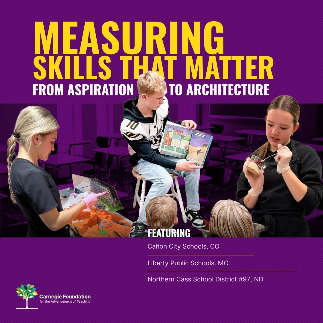 CarnegieFdn's tweet photo. How do schools make durable skills part of everyday learning? Carnegie and XQ's Future of High School Network members @CCSchoolsRe1, @libertyschools, and @NCSD97 are doing it through capstones, credentials, and more. Read how: https://t.co/UmF9gtRfBc https://t.co/3q3zAfTQdX