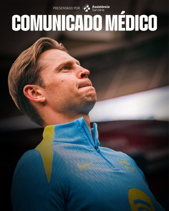 partidazocope's tweet photo. 🚨 OFICIAL | Frenkie De Jong sufre una rotura del ligamento lateral interno de la rodilla derecha

🚑 El Barça comunica que el jugador seguirá bajo tratamiento y seguimiento médico

🩹 Estarán pendiente de la evolución del jugador durante las próximas semanas

📻 #PartidazoCOPE https://t.co/IUqE637wQo