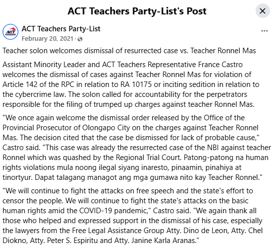 TeacherChed's tweet photo. Some senator-judges asked if the witness knew Teacher Ronnel Mas, once arrested without a warrant for offering a 50M bounty to anyone who would kill the president. Atty. @ChelDiokno  could have boasted that he  (w/ FLAG) secured the teacher's release... #coolhumbleChelDiokno https://t.co/ZqcWx9NFAe