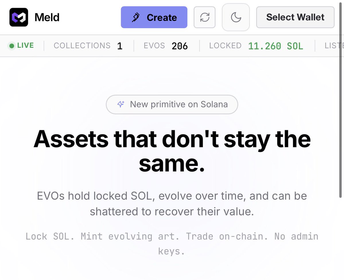 naps000's tweet photo. never stop grinding, never stop bagworking.

I made @MeldTerminal trade programmable assets on @solana. A new asset class/tech/primitive.

i dont care if im dming everyone, im trying to show everyone what I made and im proud of it. I don’t care if I’m ignored, rejected or left hanging. I’m taking my shot.

I made a new asset class for Solana. These are Evolving Value Objects / Programmable Assets. 

Even if i may not be noticed now. I know in the future, you’ll get back to this post and be proud of what I made and I hope you, the reader be part of this early tech we created for the the tech and growth of Solana.
