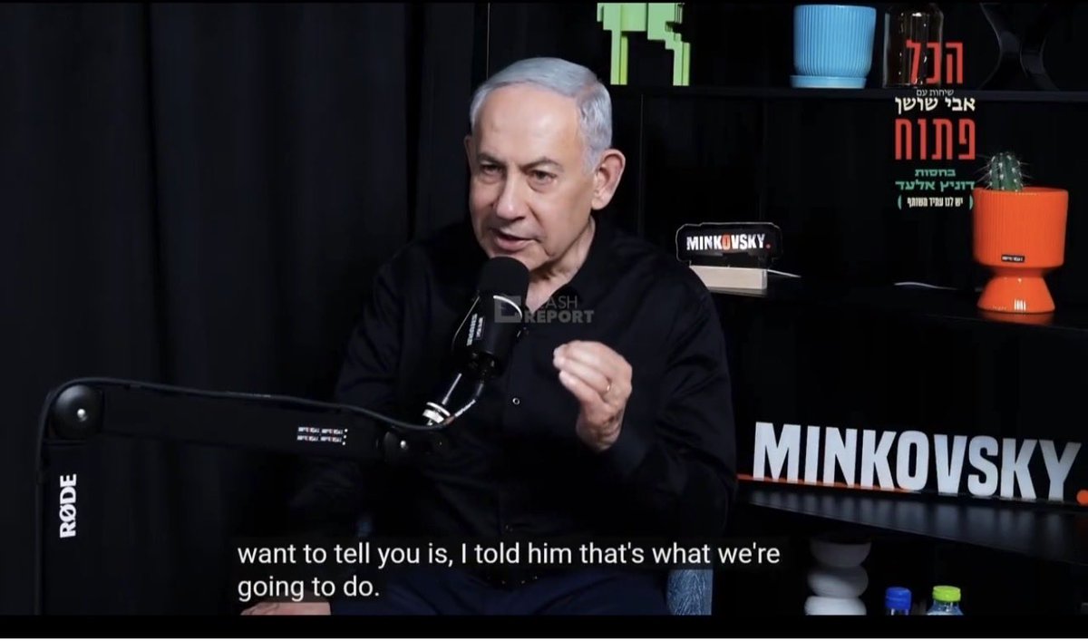 OShitMedia's tweet photo. @joekent16jan19 Here Bibi is basically saying I told Trump we’re going to war and he listened. He’s literally bragging about how he controls Trump.@OwenShroyer1776 https://t.co/6GO1MeAoay