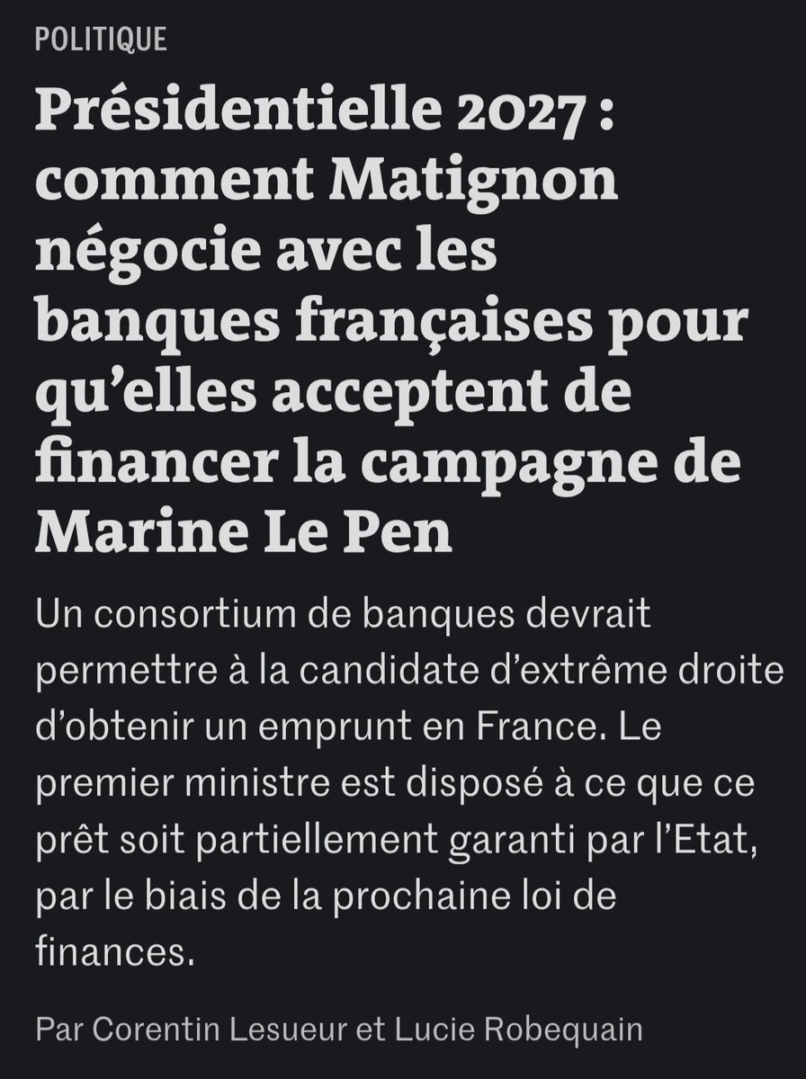 GrandserreSylv1's tweet photo. - 2022 : Bayrou accorde son parrainage à Le Pen pour la présidentielle. 
- 2024 : Macron dissout l’Assemblée nationale le soir de la victoire du RN aux Européennes. 
- 2026 : Lecornu négocie avec les banques françaises pour qu’elles financent la campagne de Le Pen.
#macRoN https://t.co/Dc5VzLhAfg
