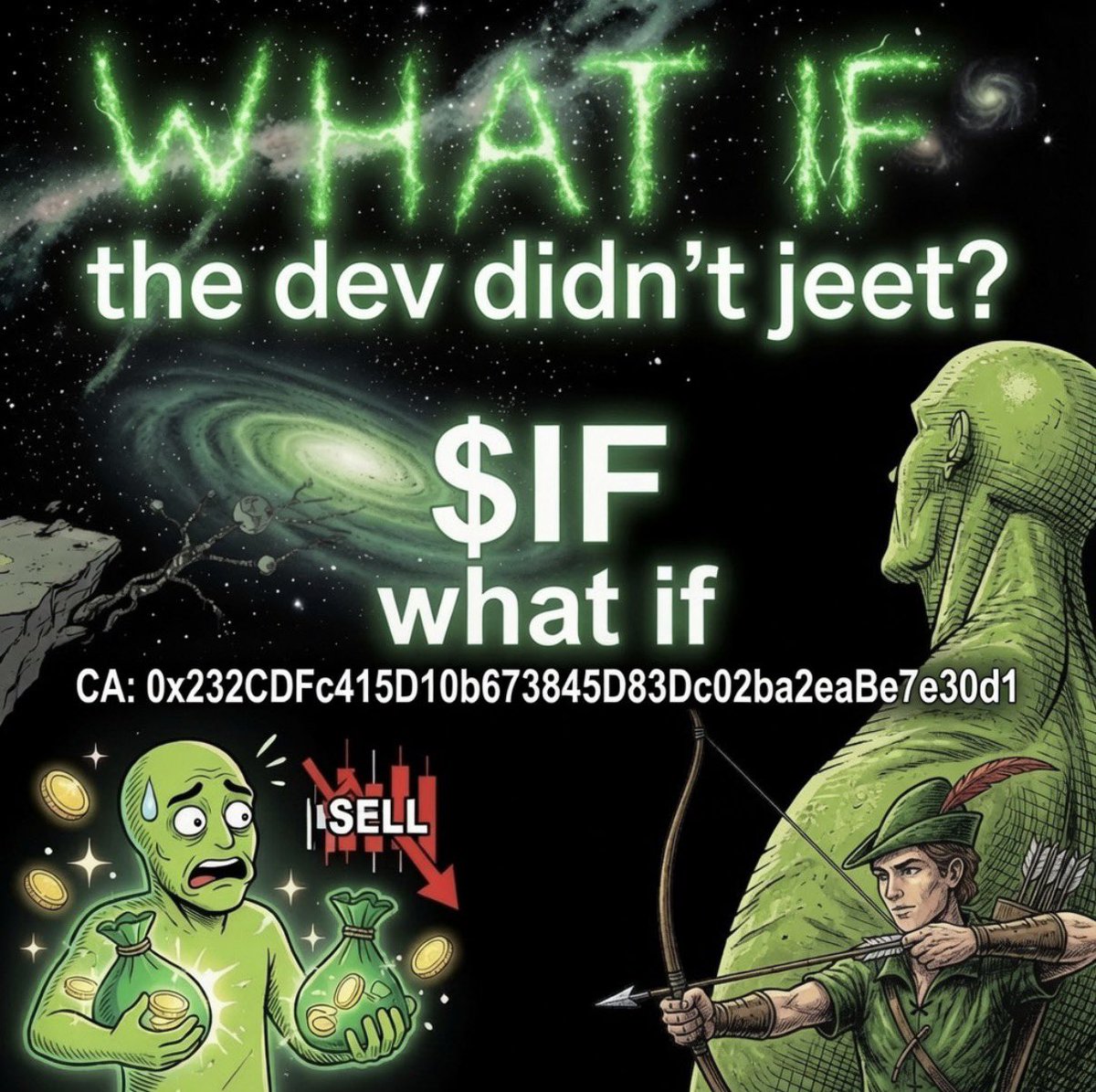 _COSHY_'s tweet photo. 🚀 WHAT IF the dev didn’t jeet?
$IF diamond hands only 💎
CA: 0x232CDFc415D10b673845D83Dc02ba2eaBe7e30d1
Robin Hood energy  don’t be like the dev, no jeeting 

WHAT IF ARMY 

@WhatIFonHOOD https://t.co/a3AdVJGIdt