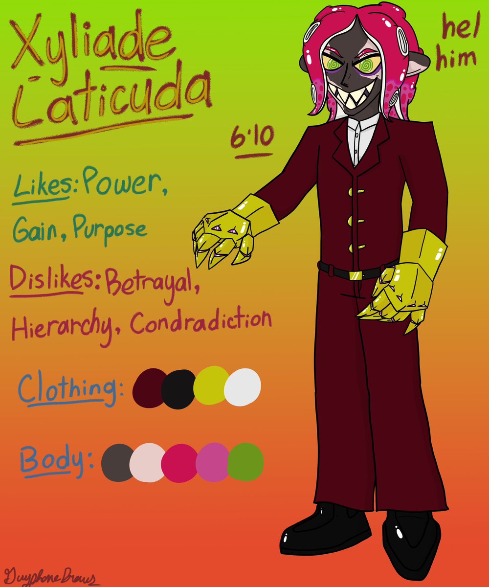 GuyphoneDraws's tweet photo. This guy certainly isn’t some type of antagonist, yeah? Another OC! Sorry, I took a bit longer than usual. Little procrastinating but also cooking more things up soon, big things so stay tuned.
#Splatoon #OC https://t.co/XsE1g8lLKs