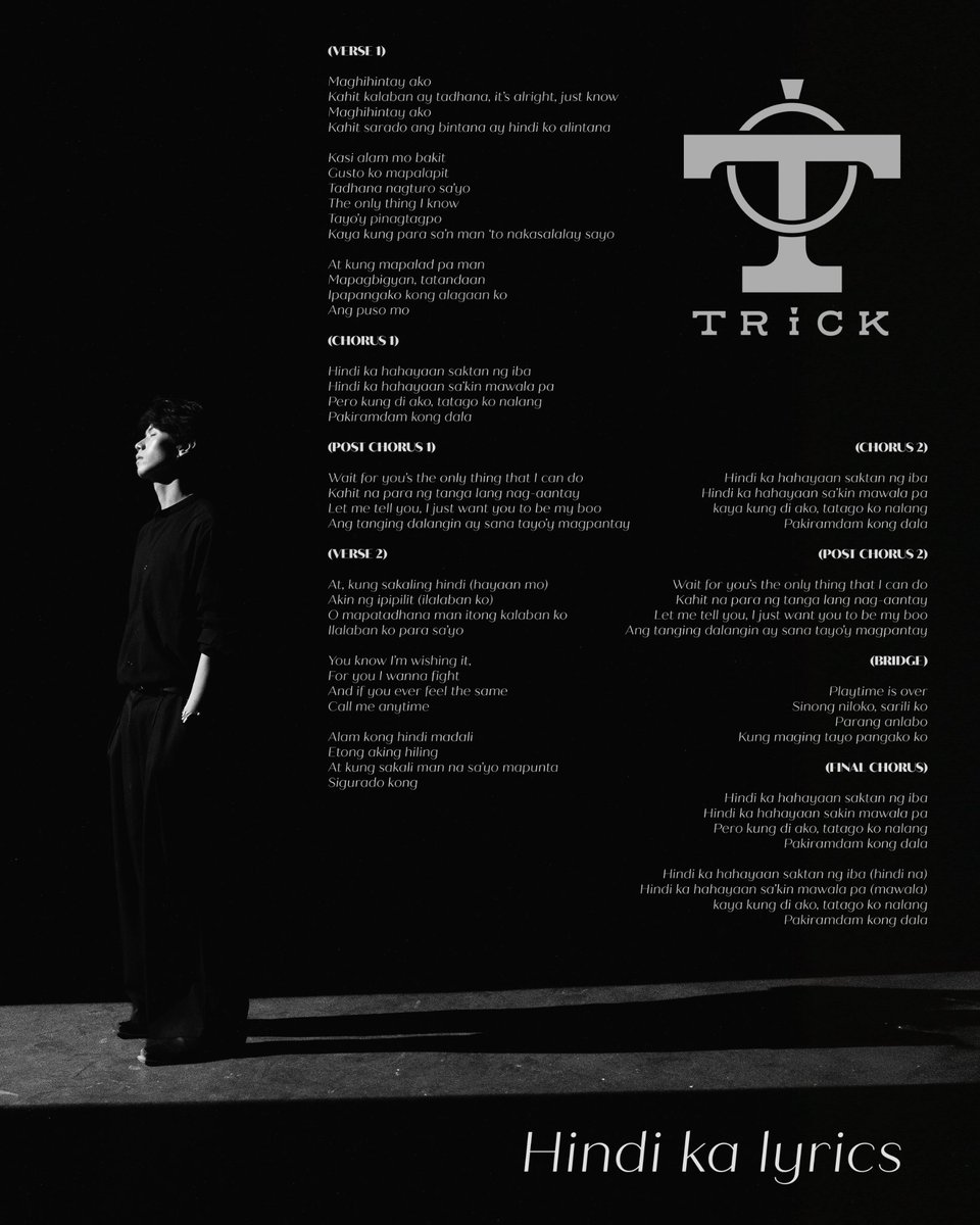 VIAEagency's tweet photo. [PRE DEBUT RELEASE]

TRiCK's 'Hindi Ka' Official Lyric Card

Listen to the full song now:
📌 https://t.co/GOioaFn4L8 

#TRiCK #VIAE_TRiCK #NewArtist #OPM #RNB https://t.co/NlIl0UWtaO