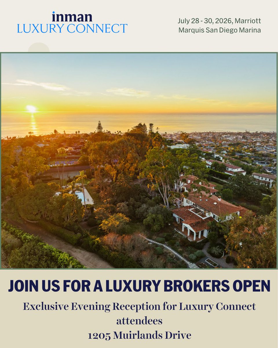 InmanConnect's tweet photo. Join fellow luxury brokers and industry executives for an unforgettable evening at the 1205 Muirlands Drive estate in La Jolla.

Space is limited. Explore the full Luxury Connect agenda and reserve your spot before this exclusive event fills up: https://t.co/OtdBQC82yz https://t.co/ddq86DxJV5
