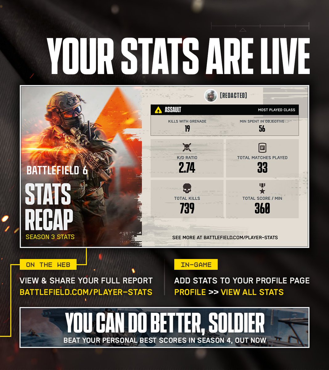Battlefield's tweet photo. The Squads showed up for Season 3 💪

🪂 Over 1 BILLION HOURS in Ranked Battle Royale
💥 Over 413 million hours in Obliteration
🚂 Over 21 million hours across Railway to Golmud &amp; Cairo Bazaar

Get your records: https://t.co/13wn2ktx5D https://t.co/KkwrODgyqZ