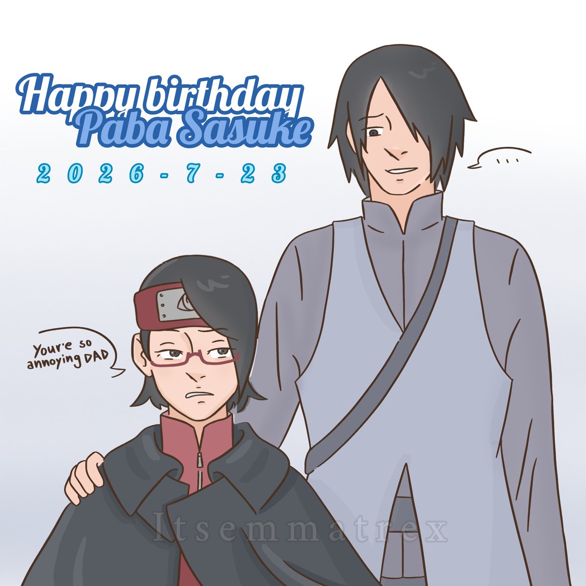 itsemmatrex's tweet photo. Happy birthday to my favorite childhood crush. 
#SasukeWeek2026 #sasuke #sakura #sarada https://t.co/qhWnkBkzLI